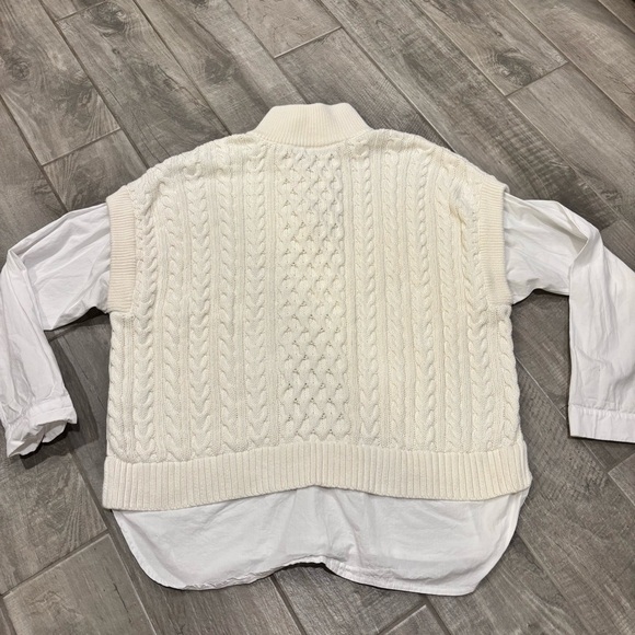 Pilcro by Anthropologie Chunky Cable-Knit Twofer Sweater - Picture 4 of 6